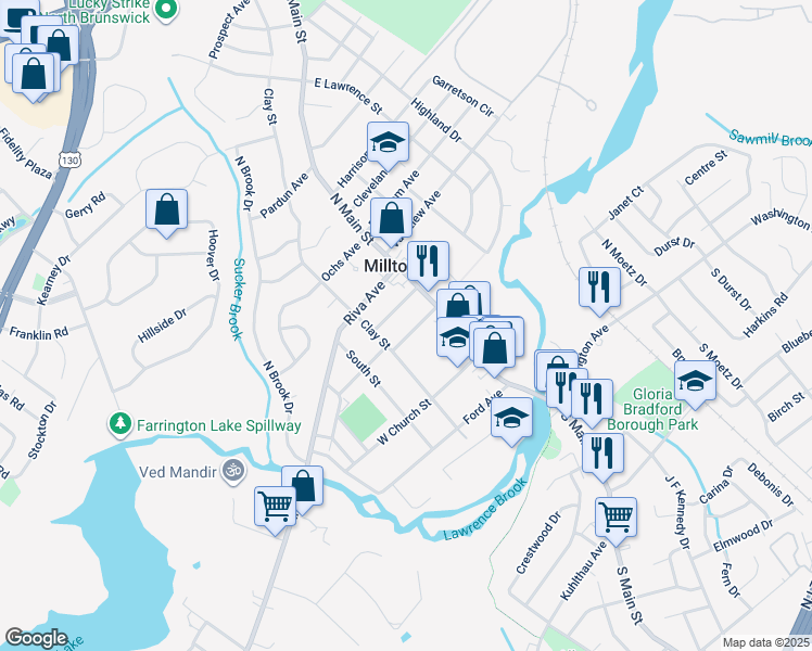 map of restaurants, bars, coffee shops, grocery stores, and more near 29 Cottage Avenue in Milltown