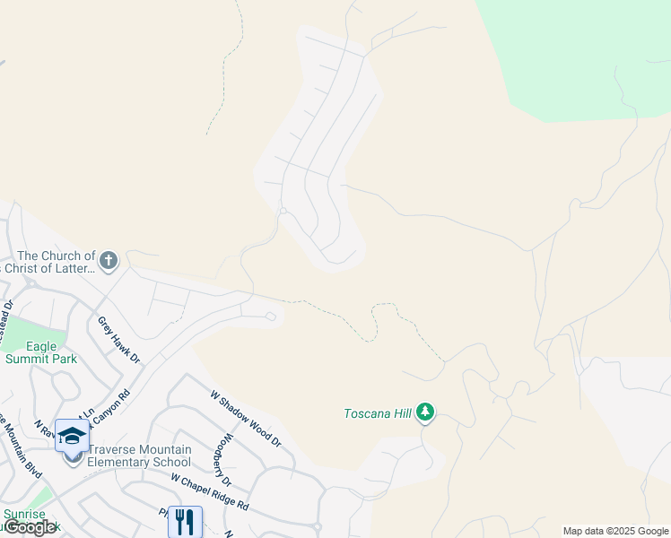 map of restaurants, bars, coffee shops, grocery stores, and more near 1725 Oakridge Circle in Lehi