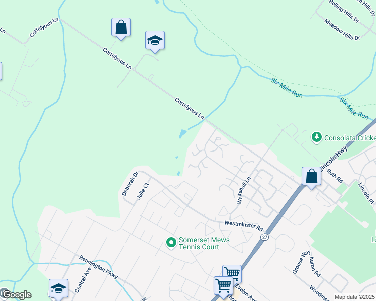 map of restaurants, bars, coffee shops, grocery stores, and more near 9 Brook Street in Franklin Township
