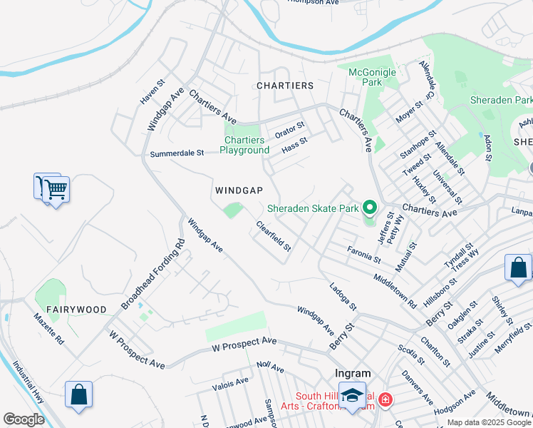 map of restaurants, bars, coffee shops, grocery stores, and more near 114 Clearfield Place in Pittsburgh