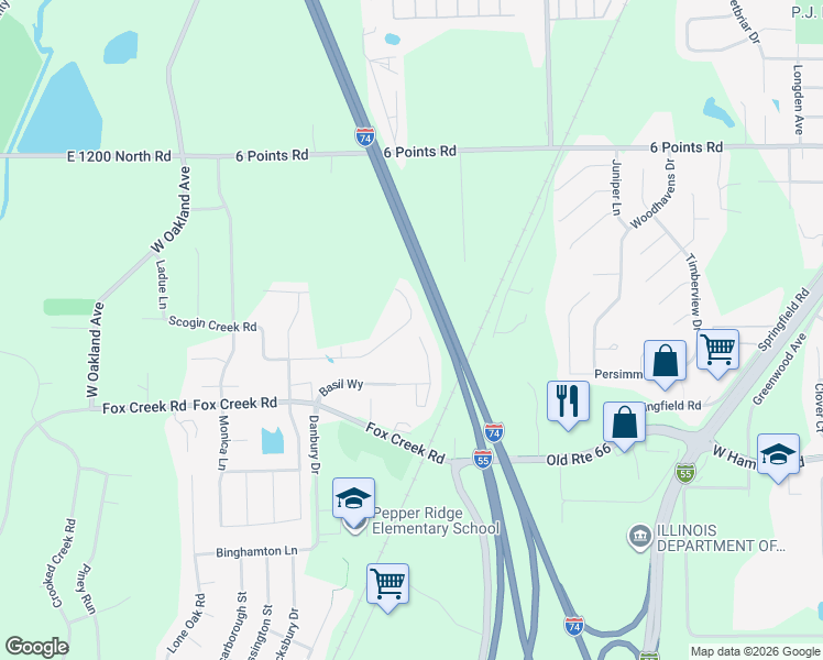 map of restaurants, bars, coffee shops, grocery stores, and more near 2408 Grey Fox Trail in Bloomington