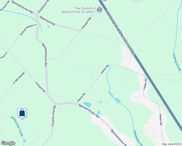 map of restaurants, bars, coffee shops, grocery stores, and more near 2943 Hieter Road in Quakertown