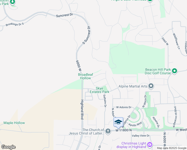 map of restaurants, bars, coffee shops, grocery stores, and more near 6504 West Muirfield Road in Highland