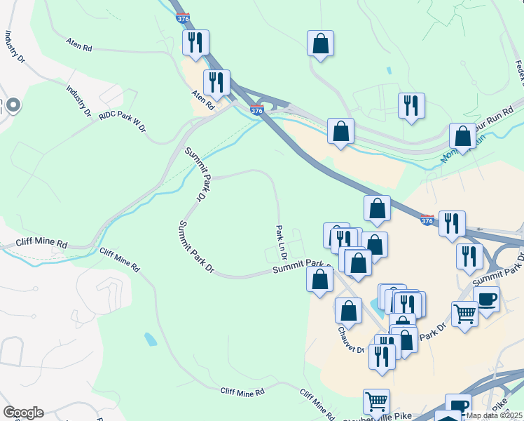 map of restaurants, bars, coffee shops, grocery stores, and more near 2000 Park Lane Drive in Pittsburgh