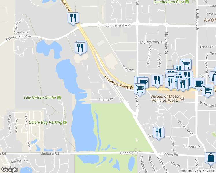 map of restaurants, bars, coffee shops, grocery stores, and more near 1399 Palmer Drive in West Lafayette