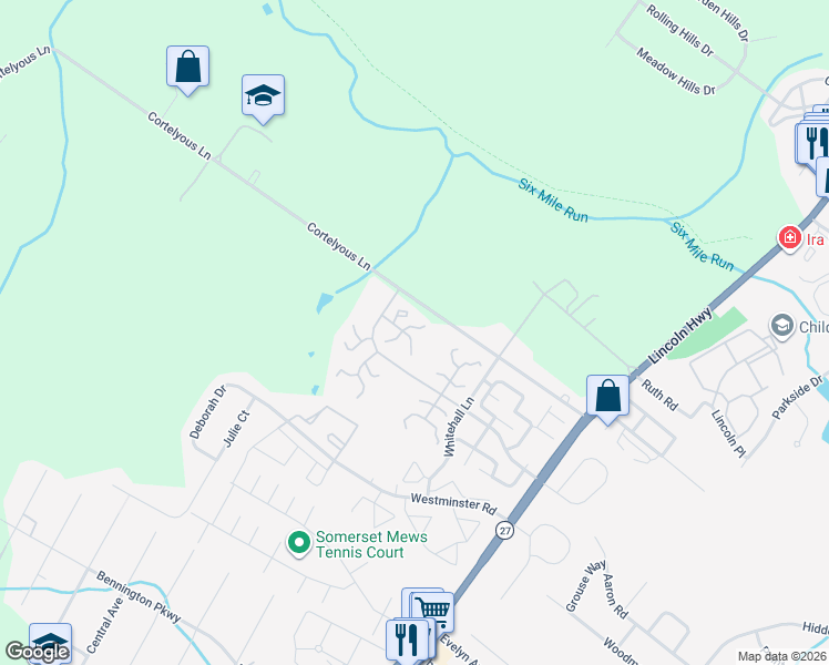 map of restaurants, bars, coffee shops, grocery stores, and more near 31 Woodhill Street in Franklin Township