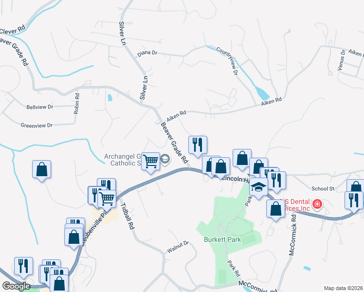 map of restaurants, bars, coffee shops, grocery stores, and more near 12 Beaver Grade Road in McKees Rocks