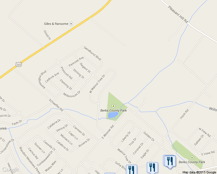 map of restaurants, bars, coffee shops, grocery stores, and more near 268 West Walnut Tree Drive in Blandon