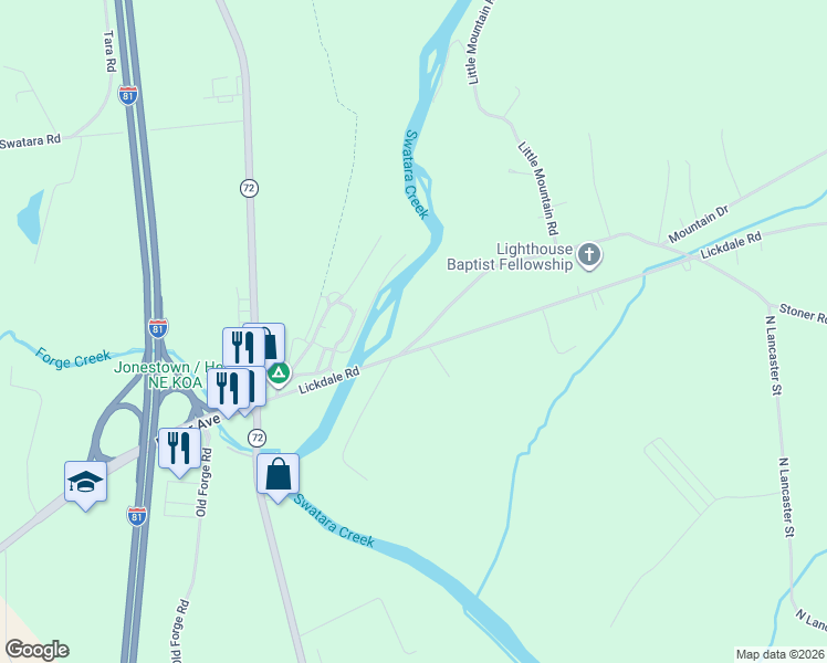 map of restaurants, bars, coffee shops, grocery stores, and more near 133 Darkes Road in Jonestown