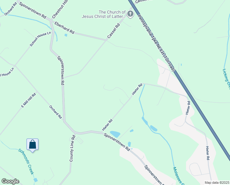 map of restaurants, bars, coffee shops, grocery stores, and more near 2943 Hieter Road in Quakertown