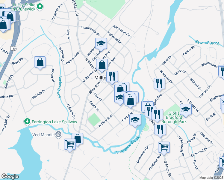 map of restaurants, bars, coffee shops, grocery stores, and more near 23 Cottage Avenue in Milltown