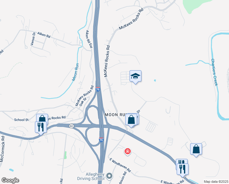 map of restaurants, bars, coffee shops, grocery stores, and more near 106 Lorish Road in McKees Rocks