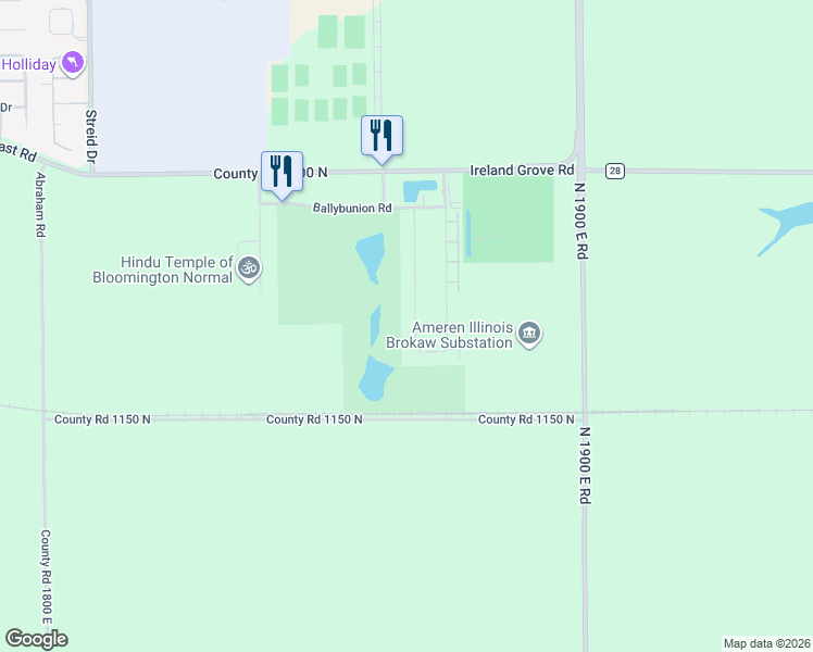 map of restaurants, bars, coffee shops, grocery stores, and more near 1917 Dunraven Road in Bloomington