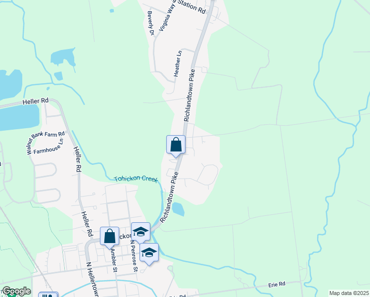 map of restaurants, bars, coffee shops, grocery stores, and more near 175 Richlandtown Pike in Quakertown