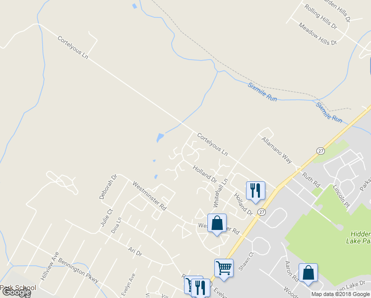 map of restaurants, bars, coffee shops, grocery stores, and more near 58 Woodhill Street in Franklin Township