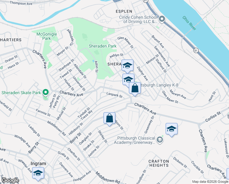 map of restaurants, bars, coffee shops, grocery stores, and more near 912 Ditzler Street in Pittsburgh