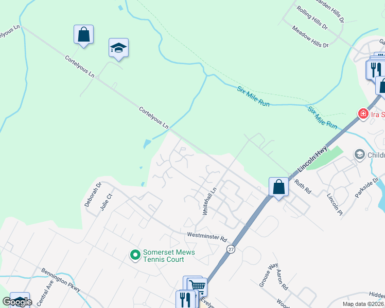 map of restaurants, bars, coffee shops, grocery stores, and more near 31 Woodhill Street in Franklin Township