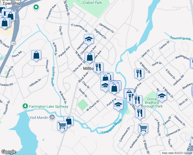map of restaurants, bars, coffee shops, grocery stores, and more near 29 Cottage Avenue in Milltown