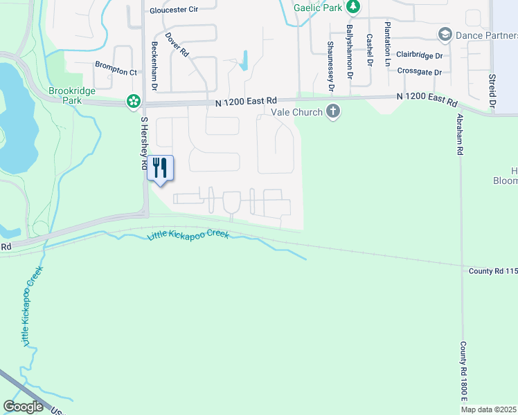 map of restaurants, bars, coffee shops, grocery stores, and more near Squall Way in Bloomington