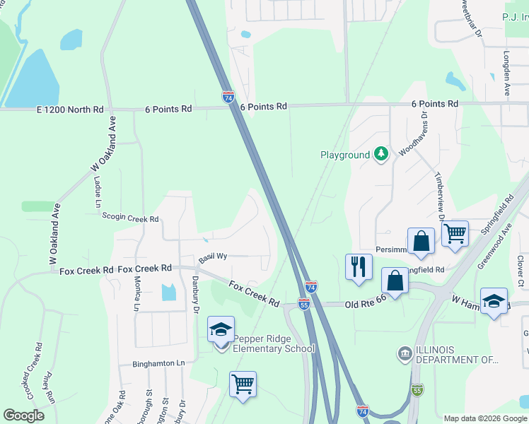 map of restaurants, bars, coffee shops, grocery stores, and more near 2501 Grey Fox Trail in Bloomington