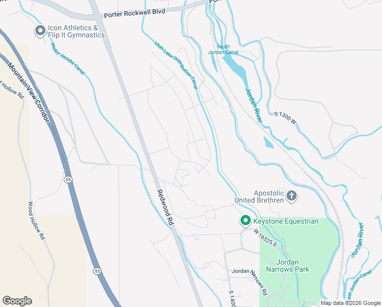 map of restaurants, bars, coffee shops, grocery stores, and more near 16371 South Piston Lane in Bluffdale