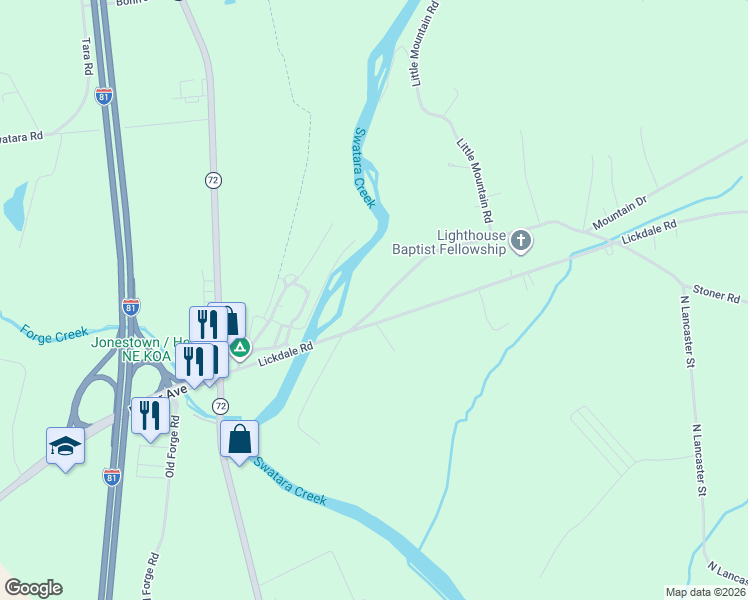 map of restaurants, bars, coffee shops, grocery stores, and more near 133 Darkes Road in Jonestown