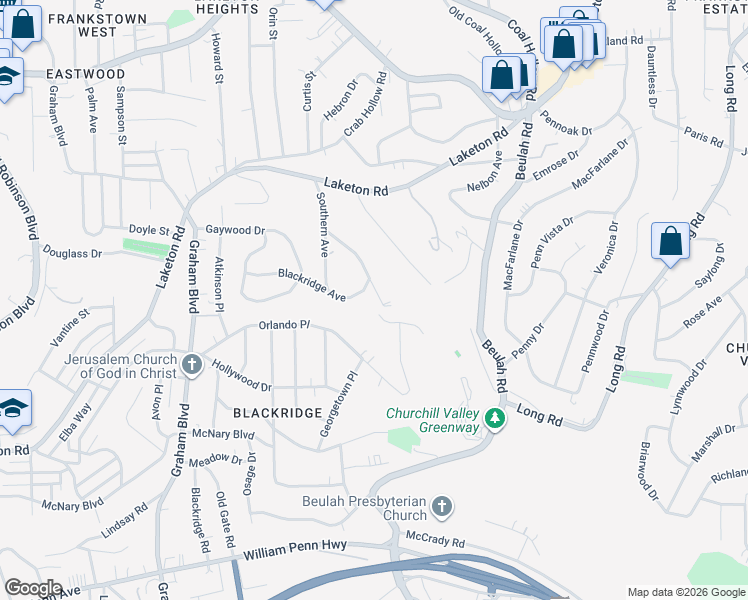 map of restaurants, bars, coffee shops, grocery stores, and more near 101 Country Club Drive in Pittsburgh