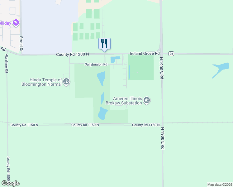 map of restaurants, bars, coffee shops, grocery stores, and more near 1918 Dunraven Road in Bloomington