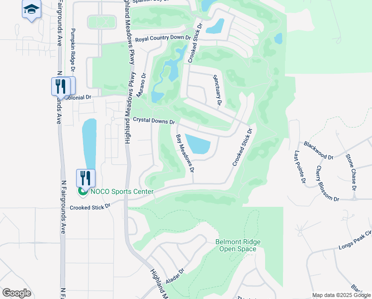 map of restaurants, bars, coffee shops, grocery stores, and more near 6010 Bay Meadows Drive in Windsor