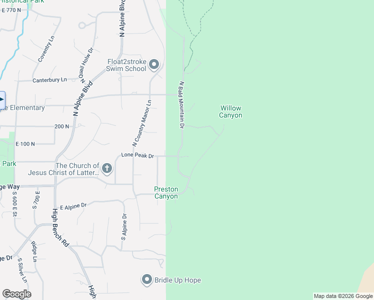 map of restaurants, bars, coffee shops, grocery stores, and more near 76 North Bald Mountain Drive in Alpine