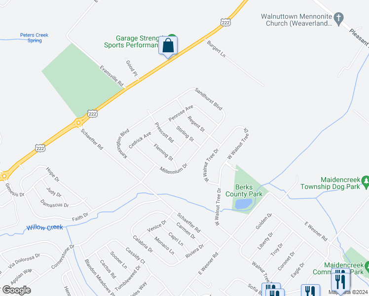 map of restaurants, bars, coffee shops, grocery stores, and more near 112 Hammond Street in Blandon