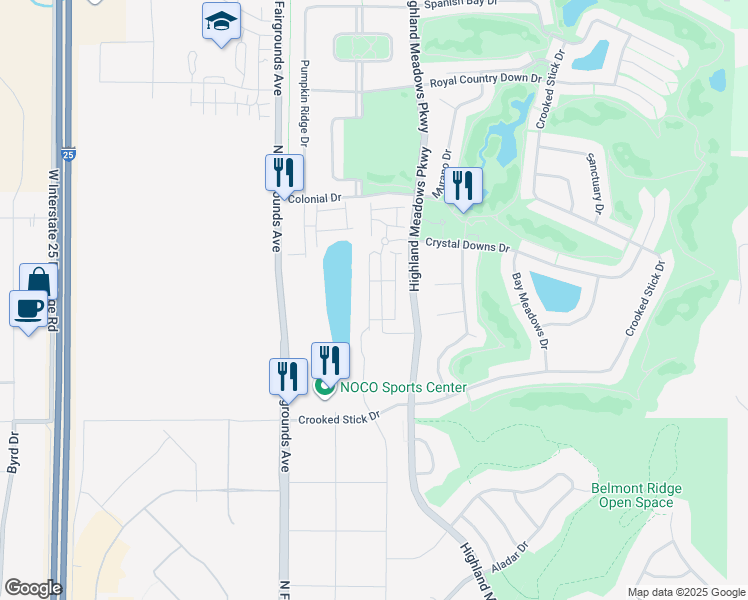 map of restaurants, bars, coffee shops, grocery stores, and more near 6252 Highland Meadows Parkway in Windsor
