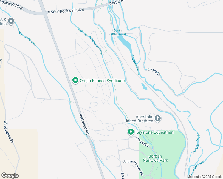 map of restaurants, bars, coffee shops, grocery stores, and more near 16225 Camp Williams Road in Bluffdale