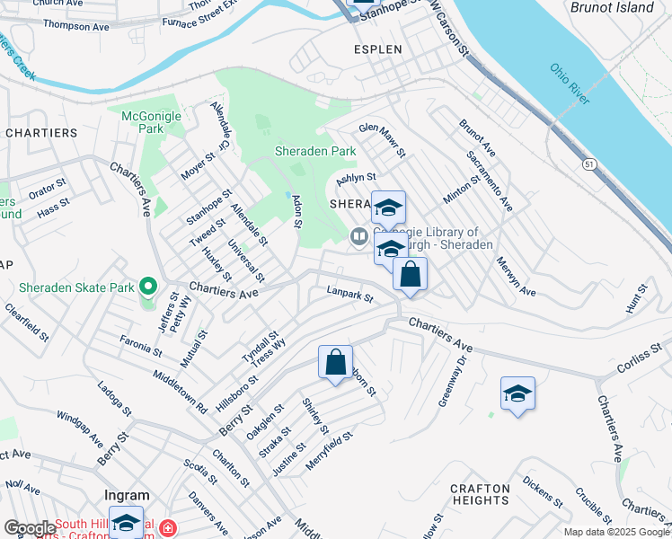 map of restaurants, bars, coffee shops, grocery stores, and more near 777 Sherwood Avenue in Pittsburgh