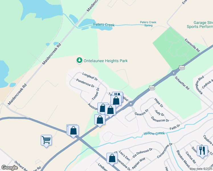 map of restaurants, bars, coffee shops, grocery stores, and more near 206 Longleaf Drive in Blandon