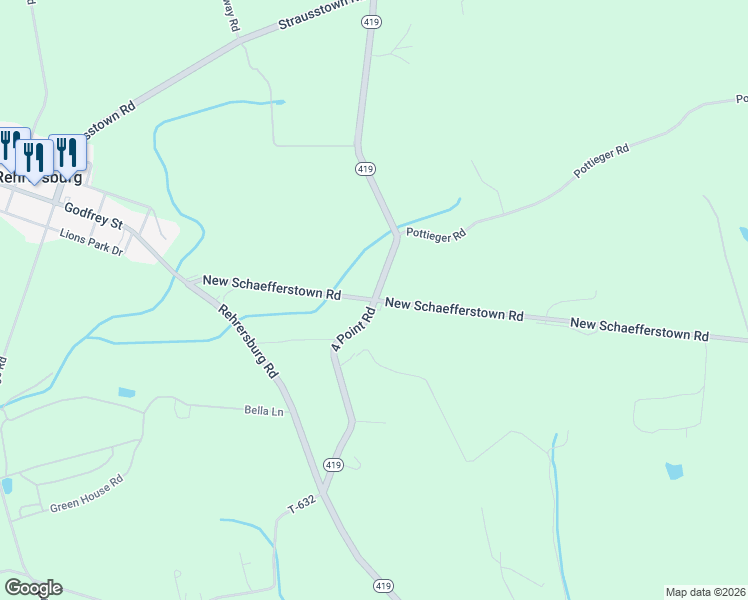 map of restaurants, bars, coffee shops, grocery stores, and more near 29 New Schaefferstown Road in Bernville