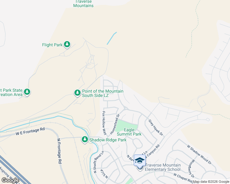 map of restaurants, bars, coffee shops, grocery stores, and more near 5468 North Bear Ridge Way in Lehi