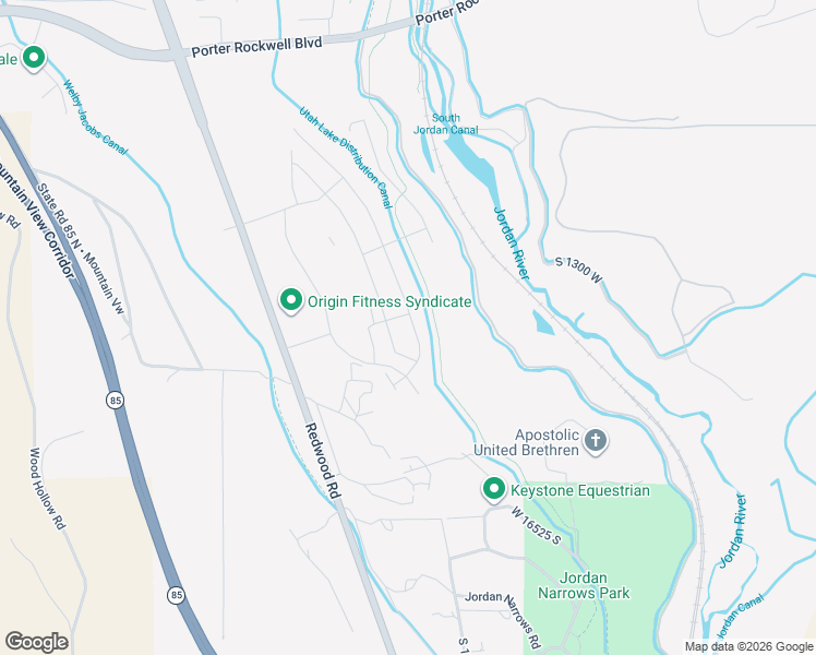 map of restaurants, bars, coffee shops, grocery stores, and more near 16309 South Truss Drive in Bluffdale