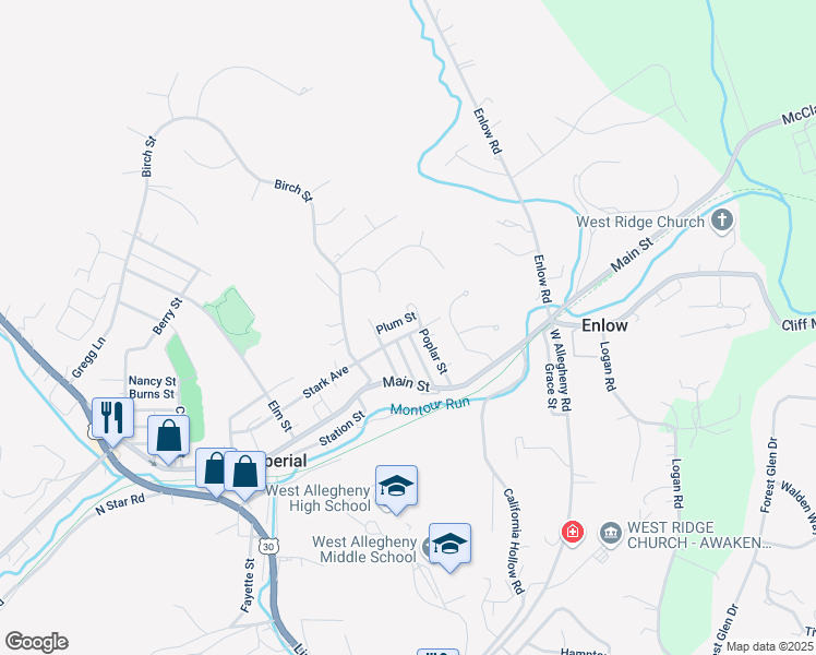 map of restaurants, bars, coffee shops, grocery stores, and more near 271 Plum Street in Imperial
