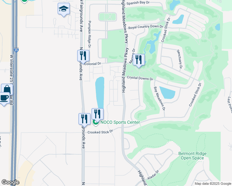 map of restaurants, bars, coffee shops, grocery stores, and more near 6710 Valderrama Court in Windsor