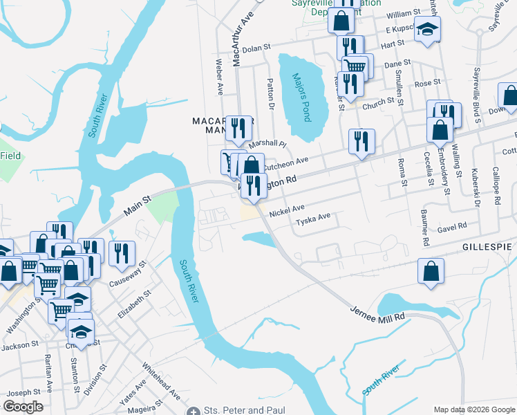 map of restaurants, bars, coffee shops, grocery stores, and more near 0 Furman Avenue in Sayreville