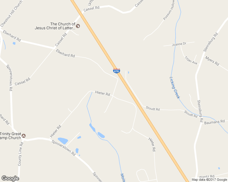 map of restaurants, bars, coffee shops, grocery stores, and more near 2599 Eberhart Road in Quakertown