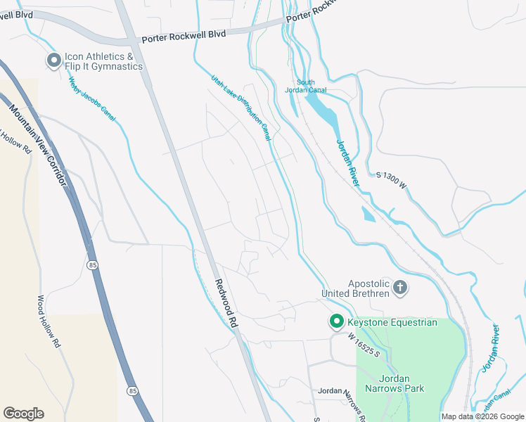 map of restaurants, bars, coffee shops, grocery stores, and more near 16309 South Truss Drive in Bluffdale