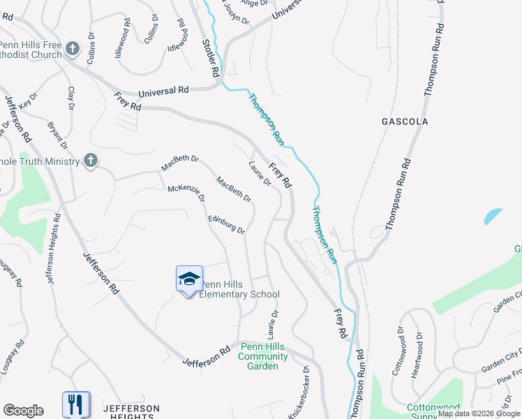 map of restaurants, bars, coffee shops, grocery stores, and more near 319 Laurie Drive in Pittsburgh