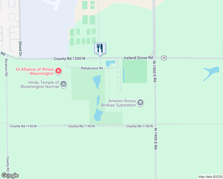 map of restaurants, bars, coffee shops, grocery stores, and more near 1812 Dunraven Road in Bloomington