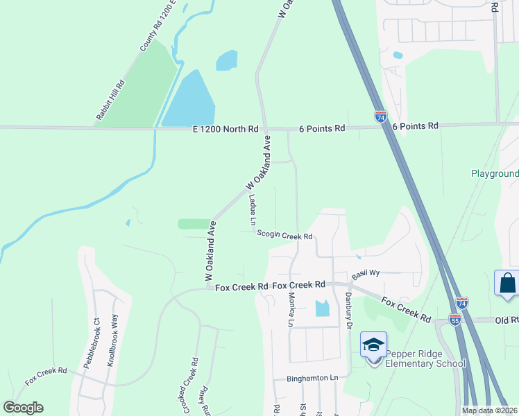 map of restaurants, bars, coffee shops, grocery stores, and more near 2206 Ladue Lane in Bloomington