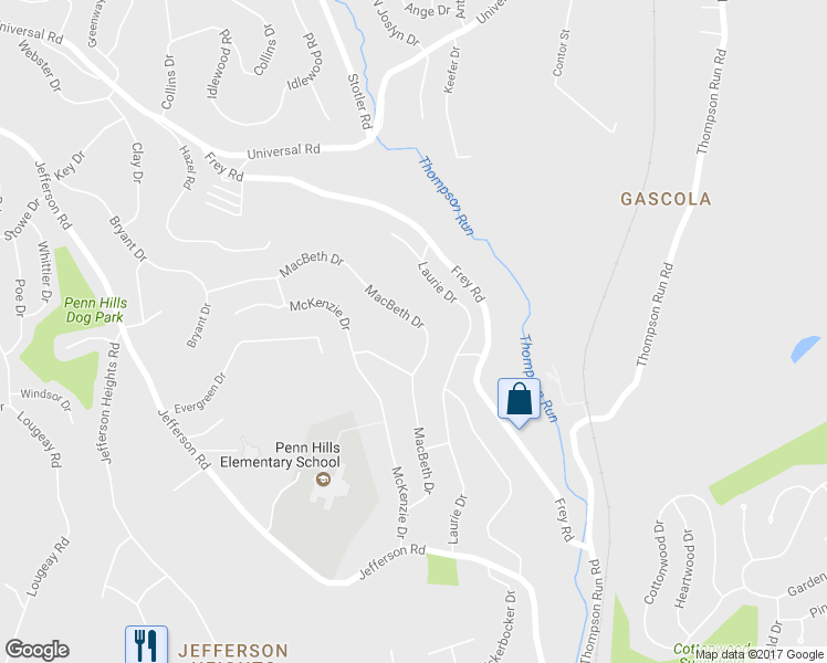 map of restaurants, bars, coffee shops, grocery stores, and more near 625 MacBeth Dr in Pittsburgh