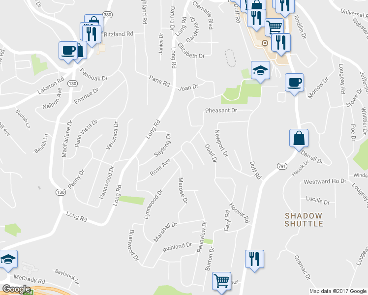map of restaurants, bars, coffee shops, grocery stores, and more near 300 Rose Avenue in Pittsburgh