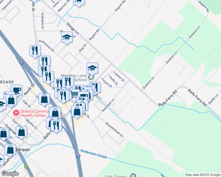 map of restaurants, bars, coffee shops, grocery stores, and more near 2835 Nicole Ct in Anderson
