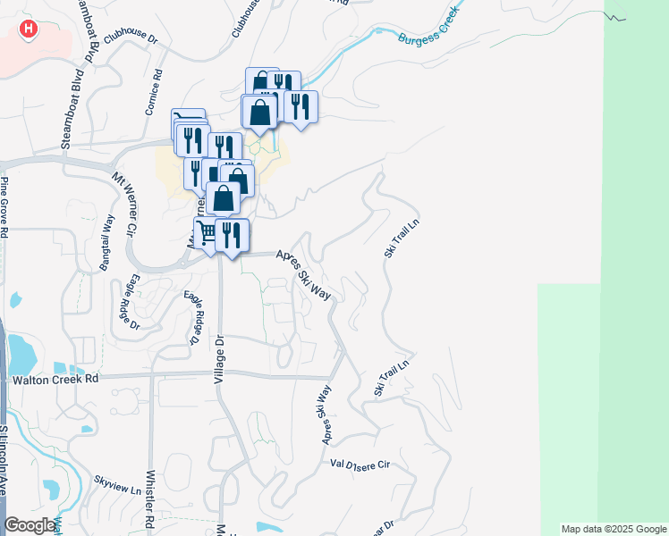 map of restaurants, bars, coffee shops, grocery stores, and more near 2560 Longthong Road in Steamboat Springs